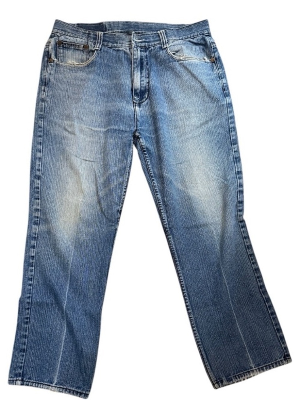 Makaveli Branded Blue Jeans Size 38 Y2K Distressed Wide Leg Denim Tupac 2Pac